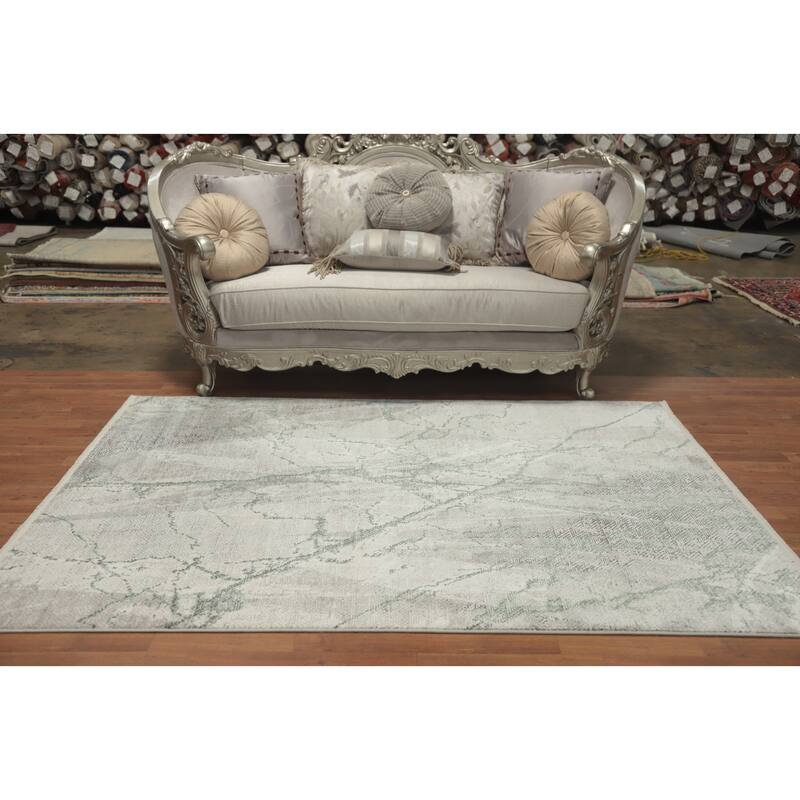 Machine Made Oriental Polyester Carpet Modern Abstract Greys & Charcoal Abstract Area Rug - 7' 5'' X 5' 2''