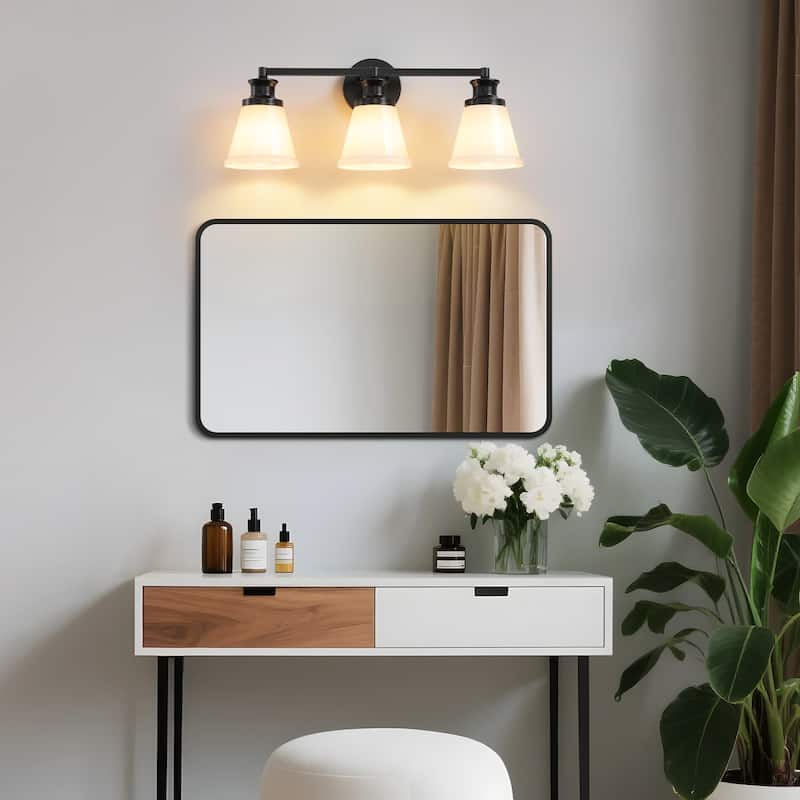 Modern Vanity Lights 3/4 Light Bathroom Dimmable Light Fixture Wall Sconce with Glass Shades