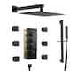 12" In Wall Rainfall 3 Way Thermostatic Shower System w/ Slide Bar, 6 Jets