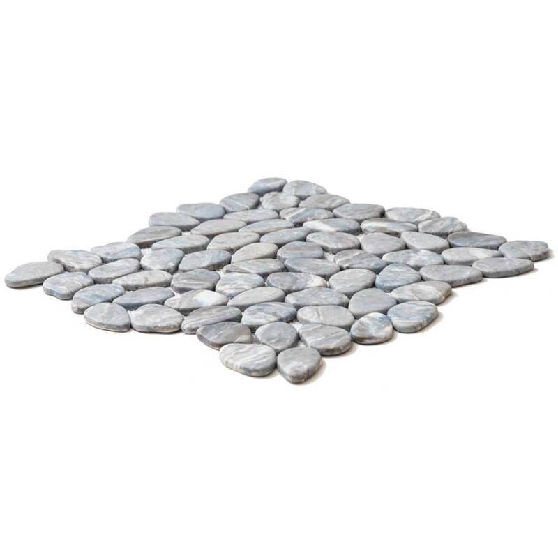 Recycled Cenote Pebble 13x13 Ocean Matte Glass Mosaic Tile - Floor, Wall & Backsplash - Blue - Case of 14 (14 Sq. ft.)