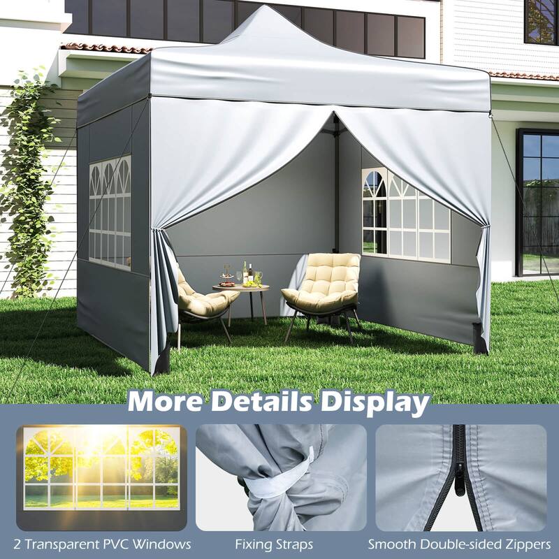 Costway 10 x 10 FT Pop up Canopy Tent with 4 Removable Sidewalls,
