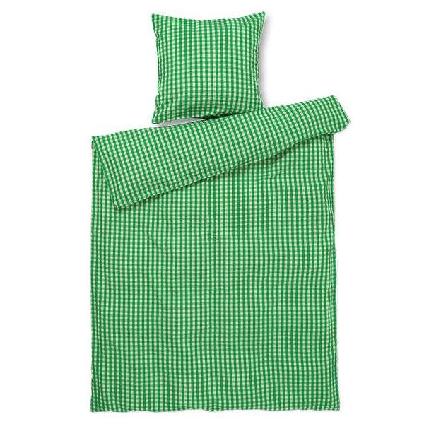 slide 2 of 7, JUNA Bæk&Bølge Duvet Cover Set, Green/Sand Twin