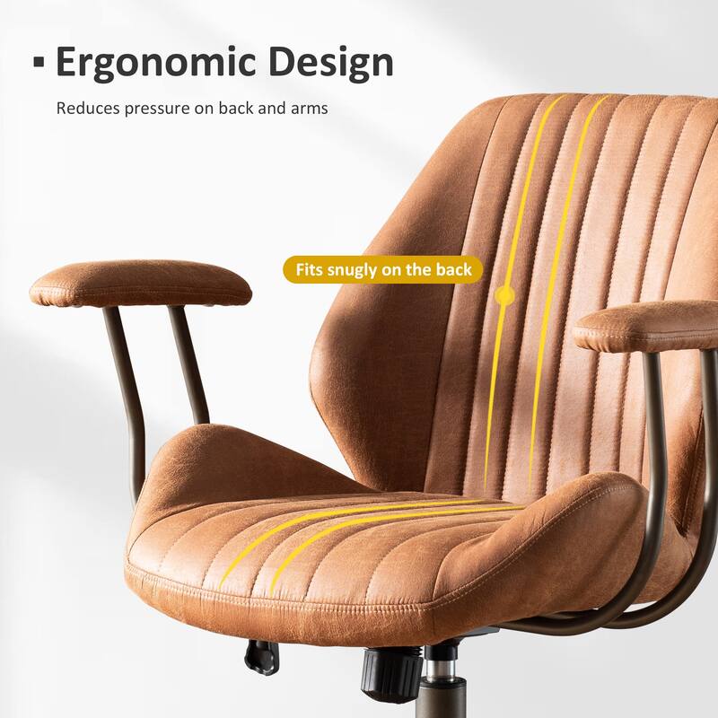 OVIOS Suede Fabric Ergonomic Office Chair Desk Chair Lumbar Support