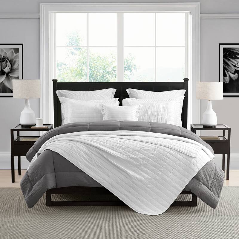 Swift Home Crinkle Enzyme Wash Oversized Coverlet/Bedspread Quilt Sets
