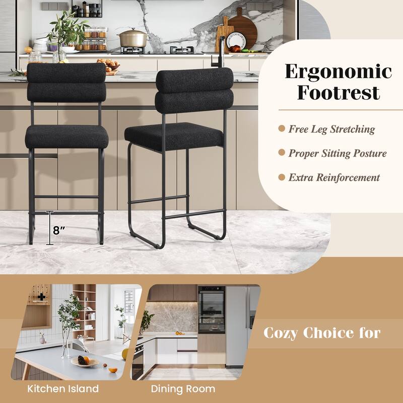 Gymax Set of 4 Counter Height Bar Stools 26'' Counter Stools w/ Metal