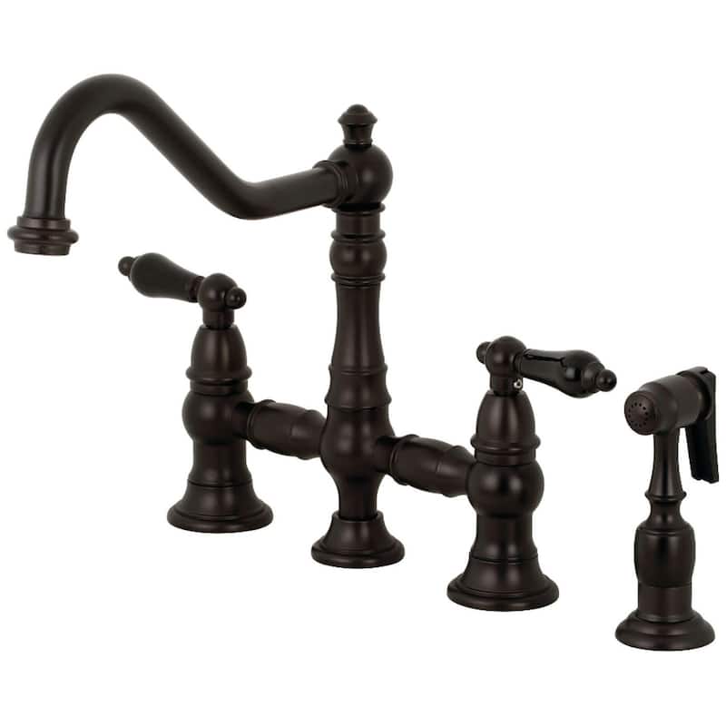 Kingston Brass Duchess Bridge Kitchen Faucet with Brass Sprayer