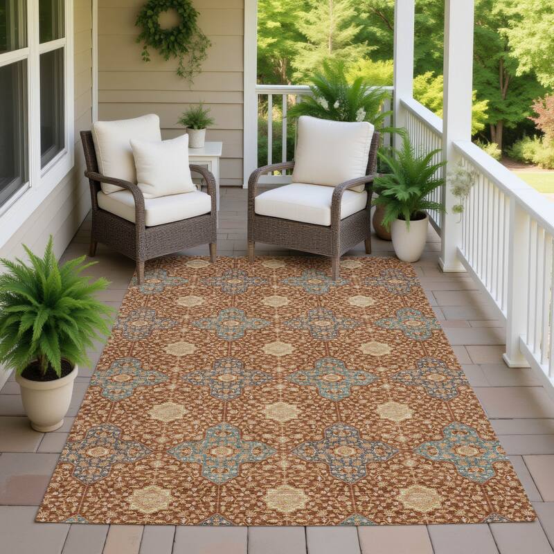 Machine Washable Indoor/ Outdoor Traditional Columbus Chantille Rug