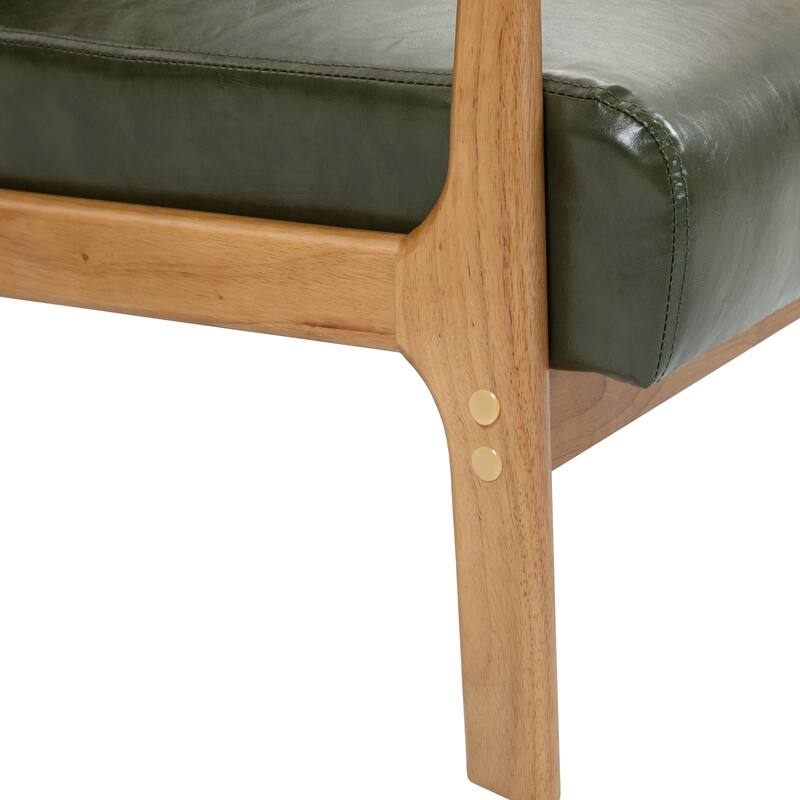 Mid-Century Modern Upholstered Accent Chair with Wood Frame