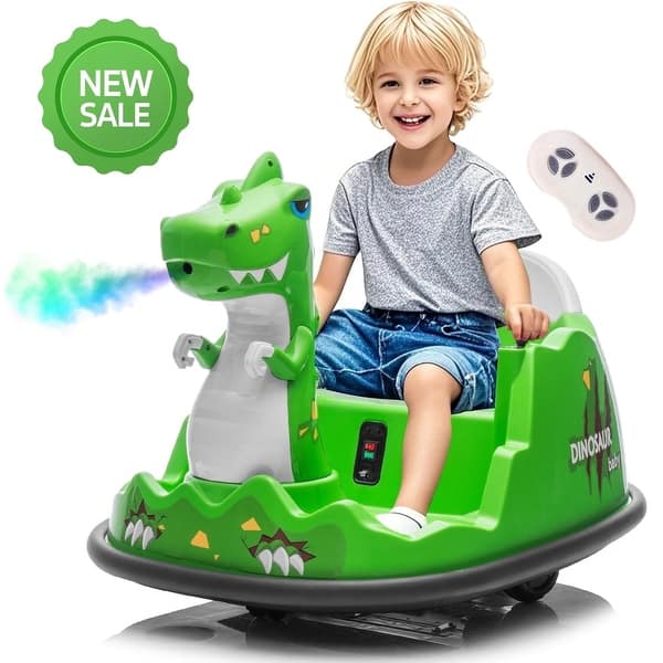 slide 2 of 18, 12V Kids Ride On Bumper Car W/Control, Spray With Light, 360 Degree Rotation, Safety Anti-Collision Strip, Music, Age 2-5.