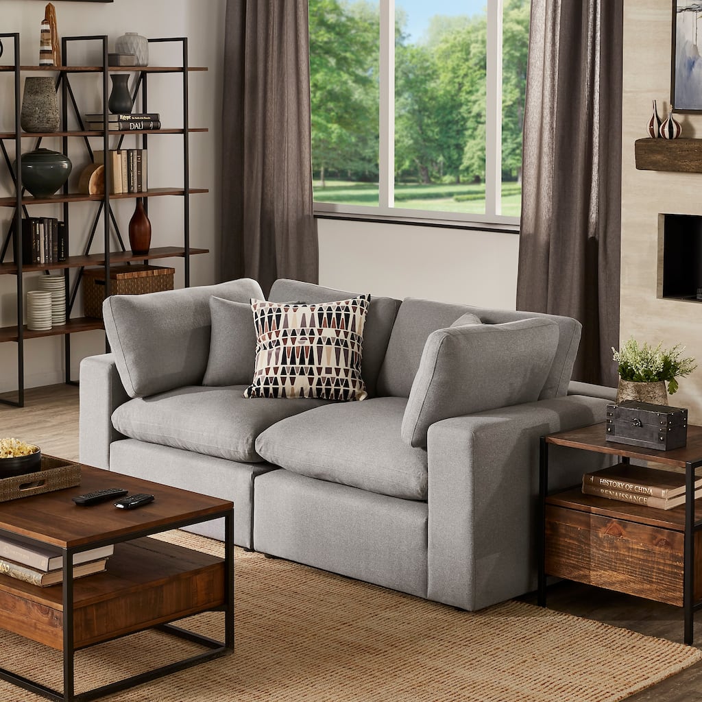 Anka Grey Linen Down Filled Cushioned Loveseat by iNSPIRE Q Modern