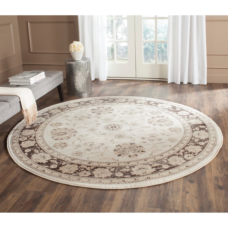 SAFAVIEH Vintage Distressed Boho Elvira Oriental Rug - 6'7" Round - Ivory/Brown