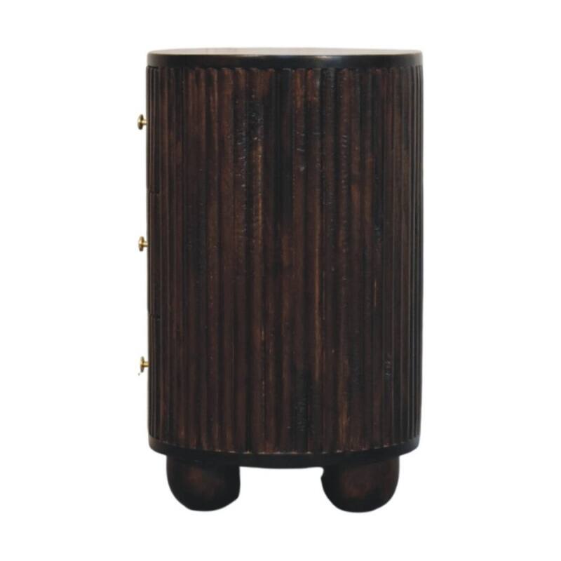 Artisan Furniture Solid Wood Curved Fluted 3-Drawer Bedside,3-Drawers