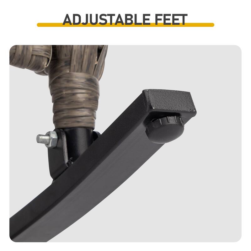 Outdoor Wicker Rocking Chair Grey Rattan with Removable Cushion - 33.9''x 29.5''x 34.1''