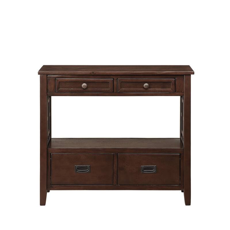 Wood Console Table Entry Sofa Table with 4 Drawers & 1 Storage Shelf for Entryway Living Room Bedroom