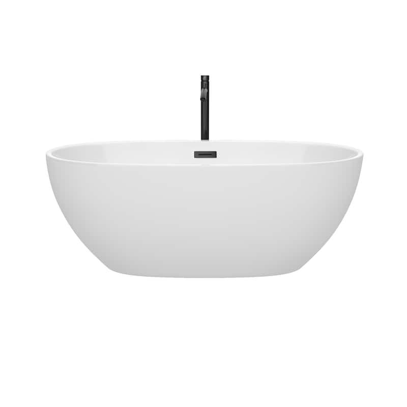 Wyndham Collection Juno 63-inch White Freestanding Soaking Bathtub