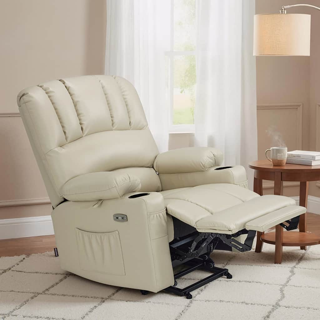 MCombo Power Lift Recliner Chair, Massage and Heat for Elderly, Extended Footrest,Cup Holders, USB Ports 7095