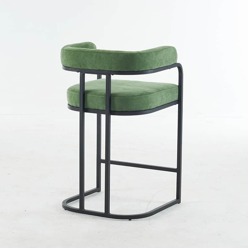 Modern Chenille Bar Stools Set of 2, Upholstered Counter Height Chairs