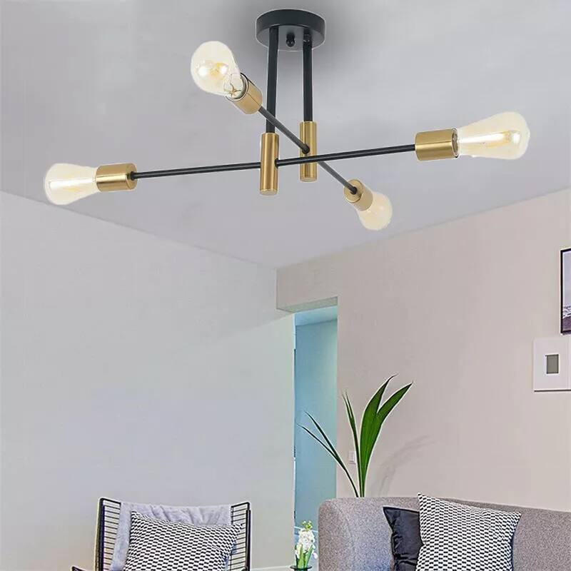 Sputnik Chandelier Lighting Pendant Ceiling 6 Light Fixture Semi Flush - 32" x 13"