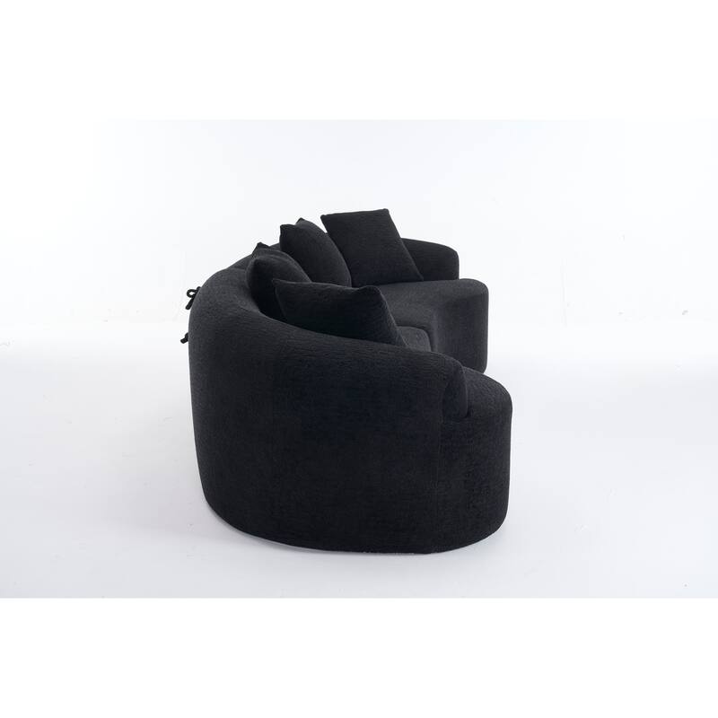 Modular Curved Sectional Sofa, Full Compression 4-Seater Foam Couch, Chenille Boneless Cloud Sofa for Living Room, Bedroom