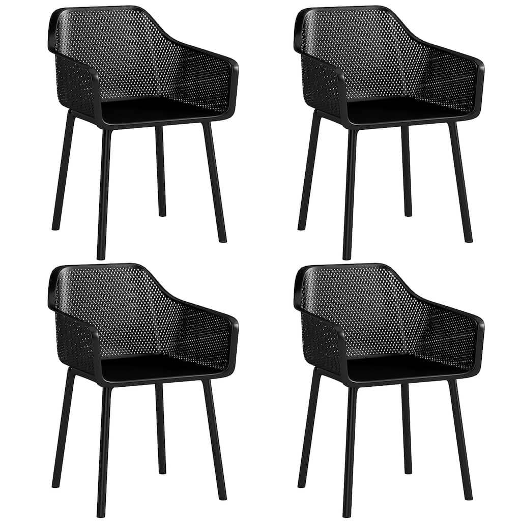 Gymax 4 PCS Modern Plastic Dining Chairs Kitchen Armchairs w/