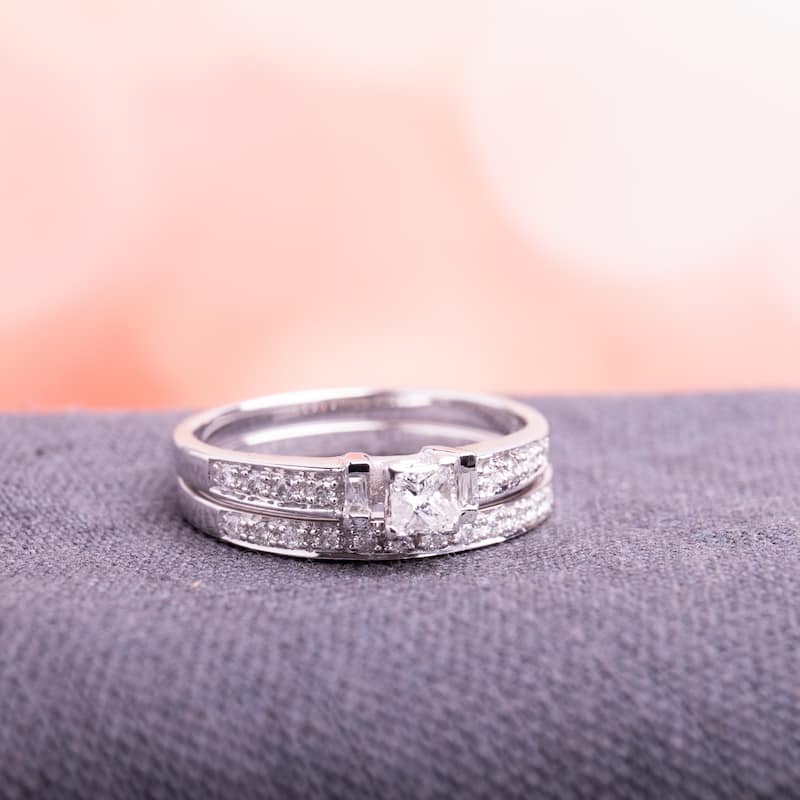 Miadora 10k White Gold 1/3ct TDW Diamond Bridal Ring Set
