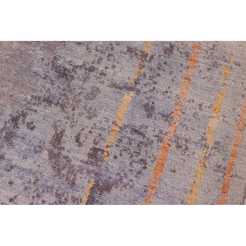 Contemporary Ziegler Damaris Blue Gray Bamboo Silk Rug - 7'11'' x 9'10''