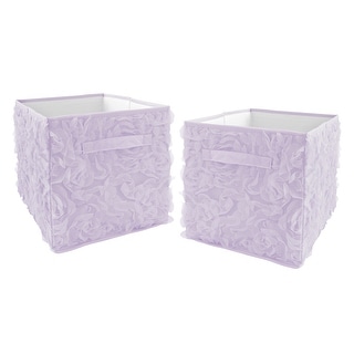 Purple Floral Rose Foldable Fabric Storage Bins - Solid Lavender Flower Luxurious Elegant Princess Vintage Boho Shabby Chic Glam