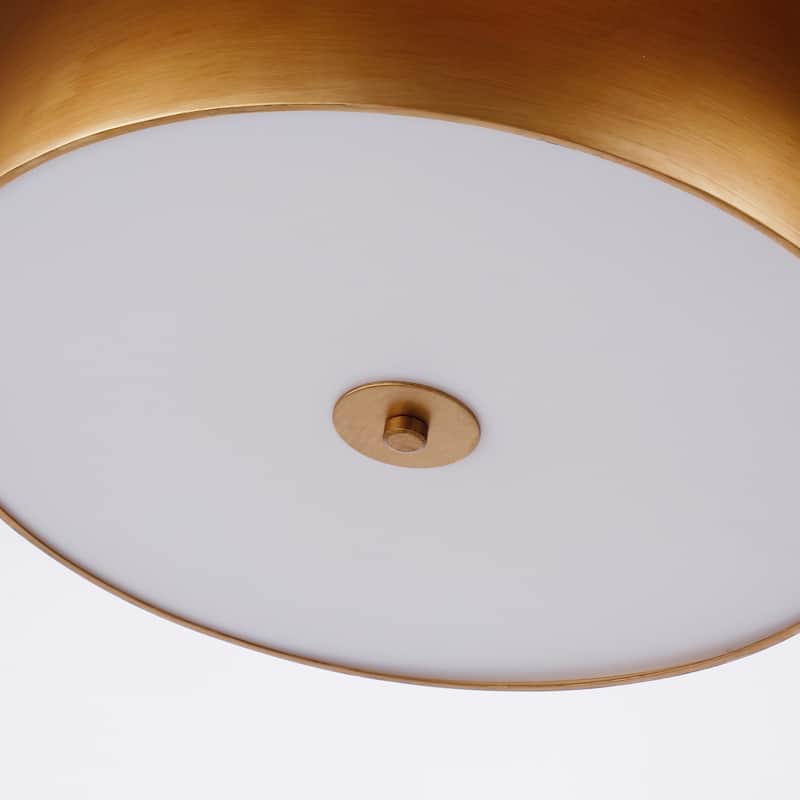 6-light Rubbed Brass Double Drum Design Lantern Chandelier with Diffuser