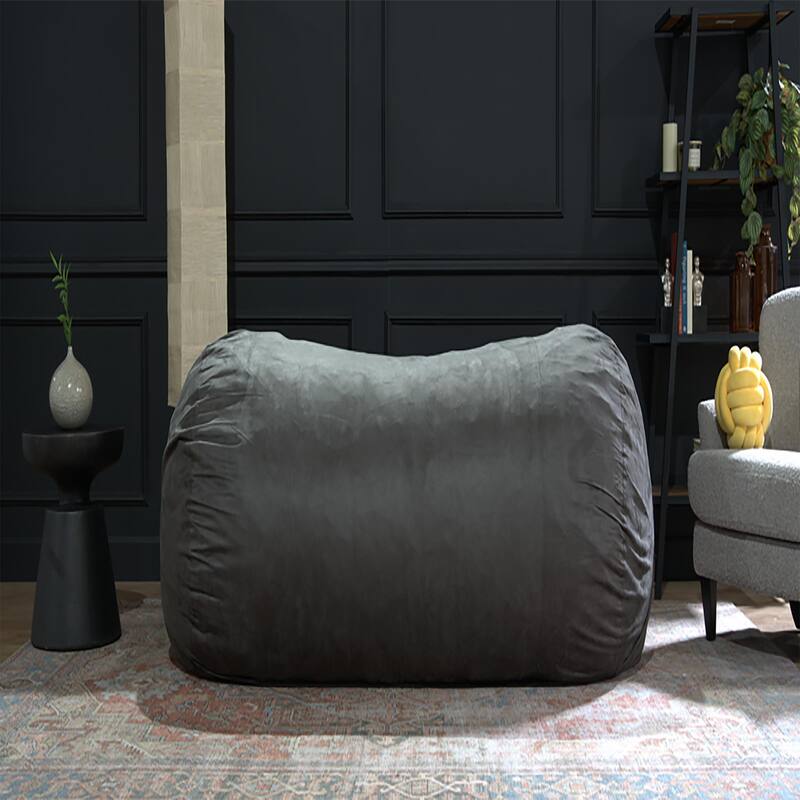 Jasper Traditional 8 Foot Cylindrical Suede Bean Bag - Charcoal