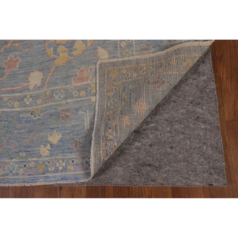All-Over Blue Oushak Turkish Rug Handmade Wool Carpet - 4'11"x 7'0"