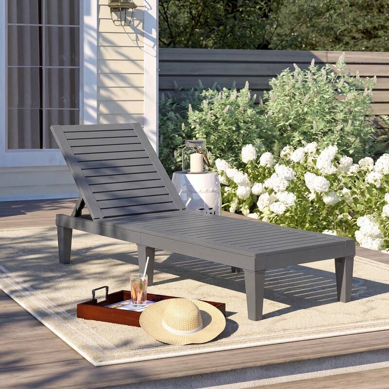 Gymax Lounge Chair Chaise Recliner Weather Resistant Adjustable