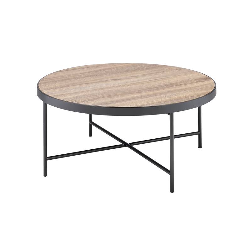 Sturdy Industrial-Style Coffee Table with Metal and Wood Blend