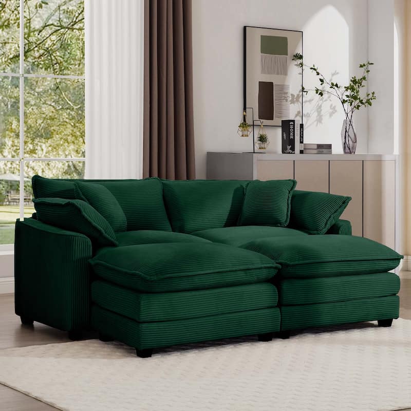 Corduroy Cloud Upholstered Modular Sectional Sofa, Free Combination
