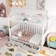 preview thumbnail 14 of 21, Twin Size Wooden House Bed, Bed Frame with Fence-Shaped Guardrail