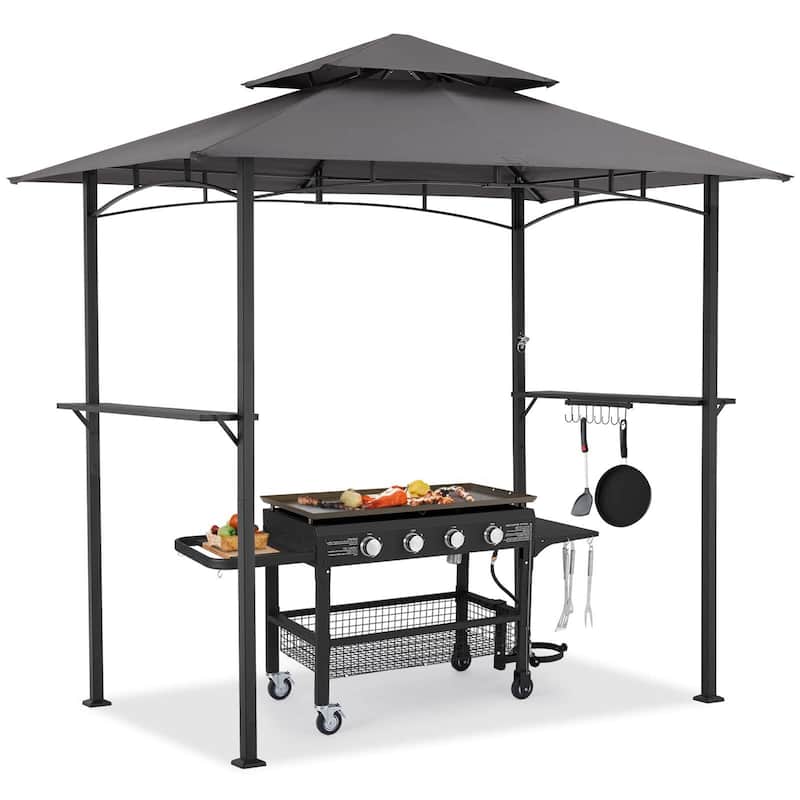 AECOJOY 8' x 5' Outdoor Grill Gazebo 2-Tier Waterproof BBQ Grill Tent