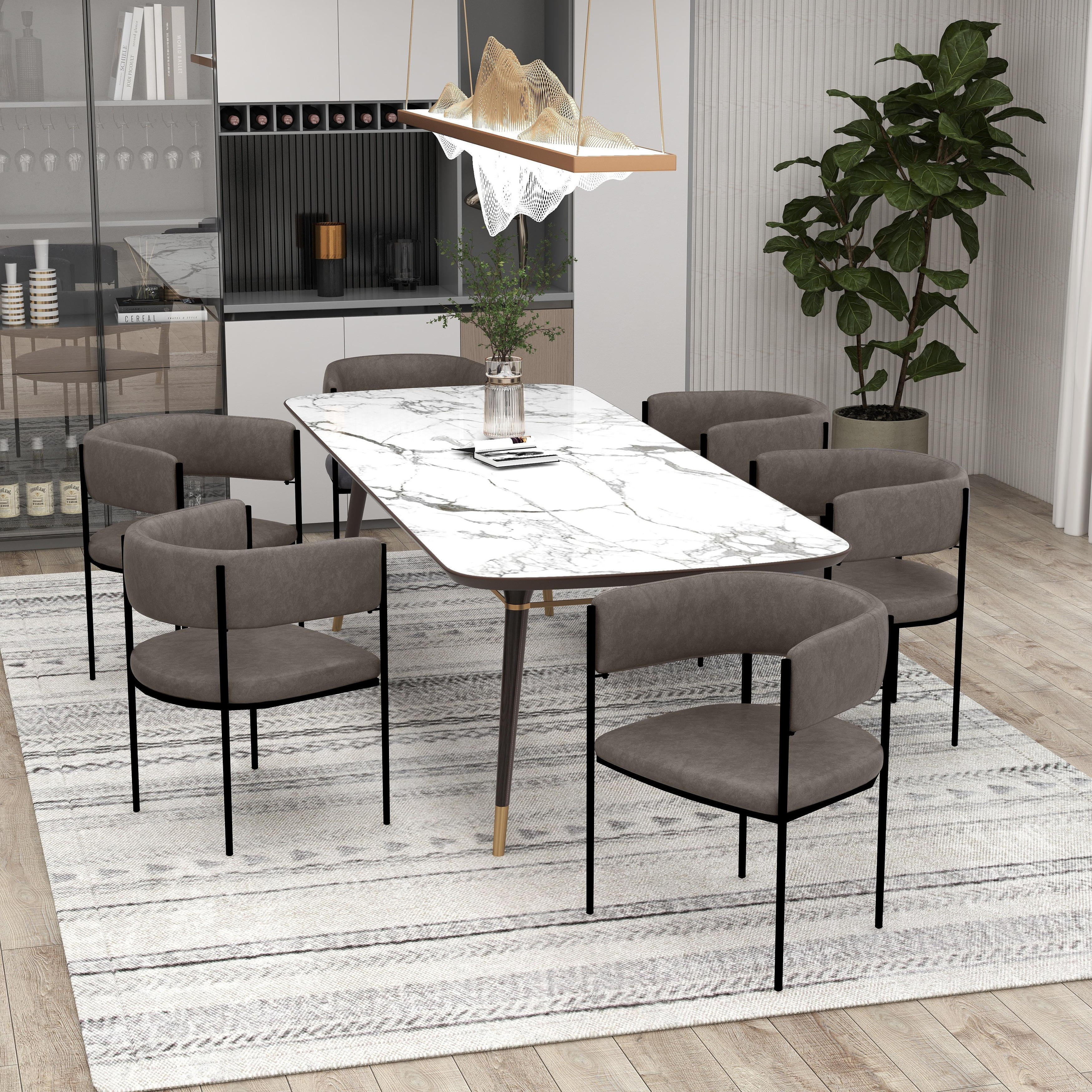 Cyril Modern Leather U-Shaped Dining Chairs (Set of 2) - Iron Frame & Solid Wood Support - Industrial Kitchen & Office Chairs