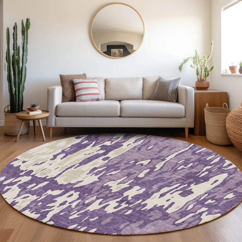 Premium Washable Super Soft Contemporary Glam Mayfield Rug - Purple - 8' x 8'