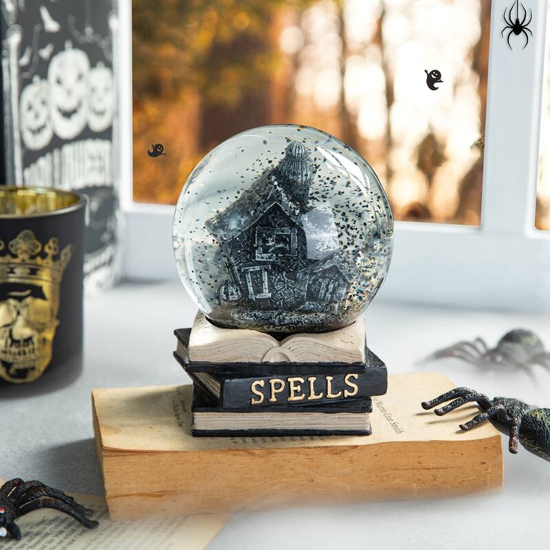 Glitzhome 100mm Halloween Polyresin Haunted House Water Globe - Multi