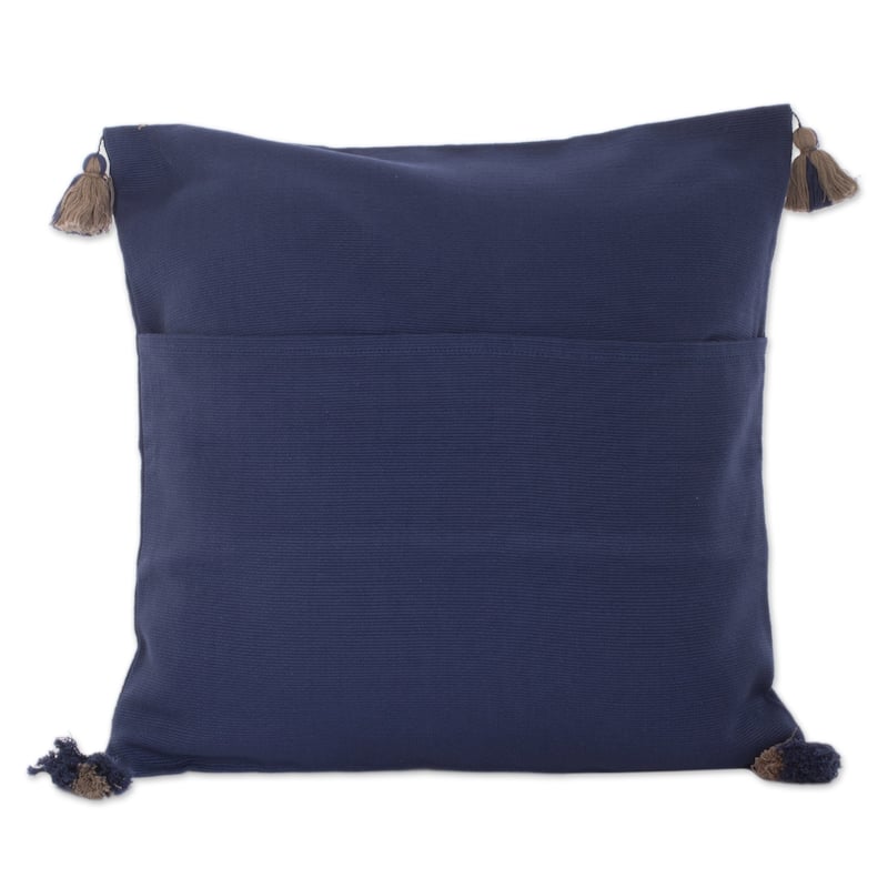 Novica Handmade Indigo Directions Cotton Cushion Cover