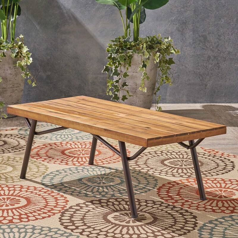 Outdoor Industrial Loveseat with Coffee Table Patio Furniture Set of 2 by Christopher Knight Home