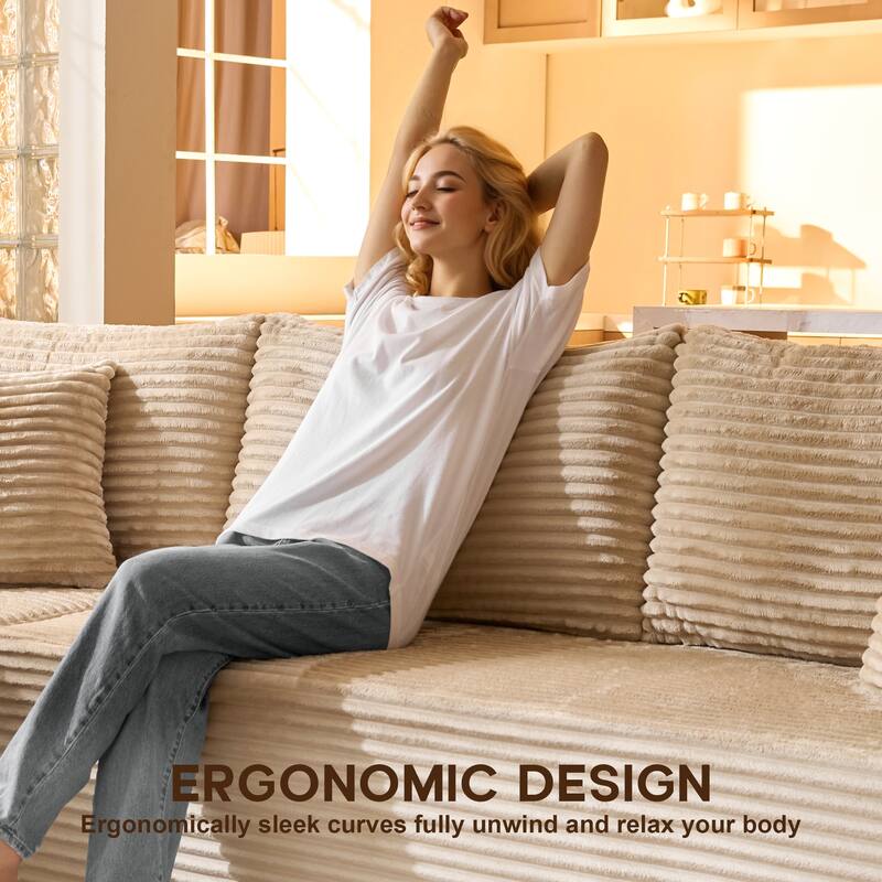 OVIOS All-Foam Plush L-Shaped Sofa​