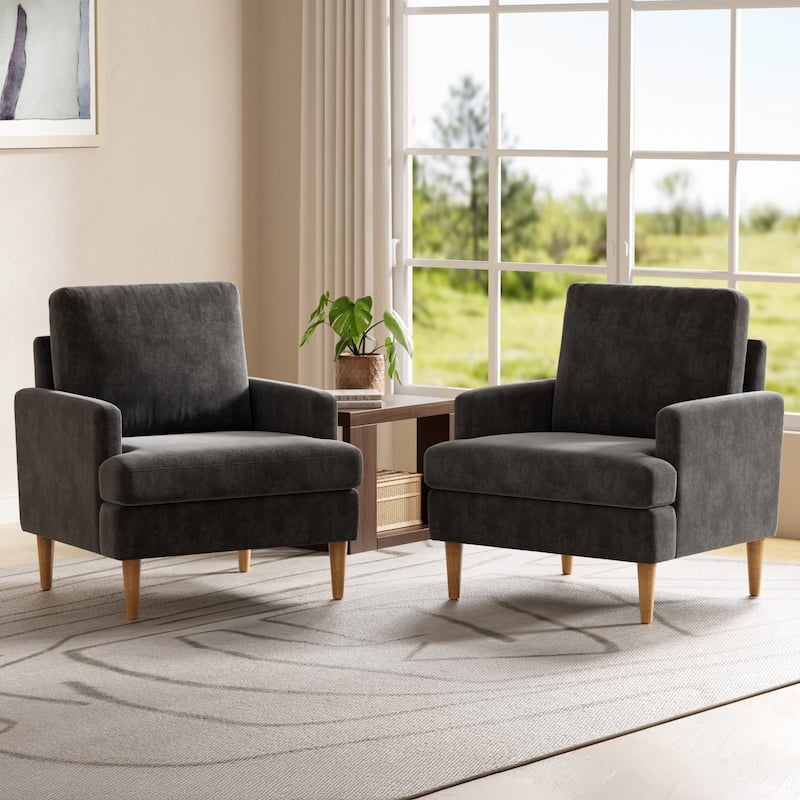 set of 2 Accent Chair/Armchair for Bedroom Living Room with Wood Legs