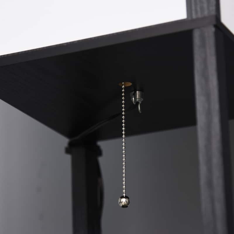 HOMCOM Floor Lamp with Shelves, Dual Light, Modern Tall Standing Lamps, with Fabric Lampshade (Bulb not Included)