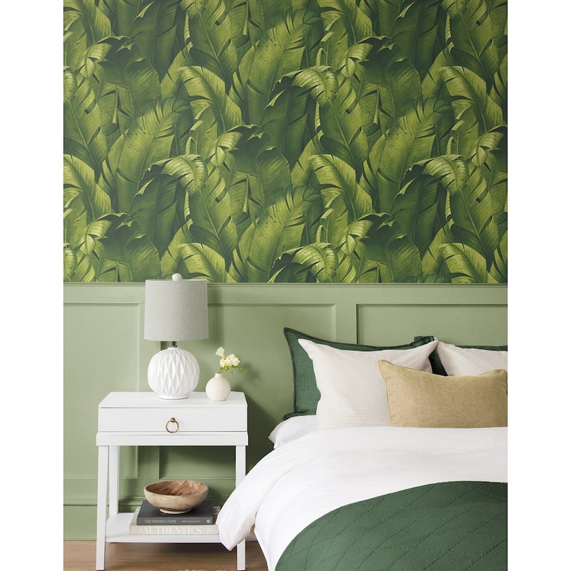 NextWall Tropical Banana Leaves Peel and Stick Removable Wallpaper - 20.5 in. W x 18 ft. L
