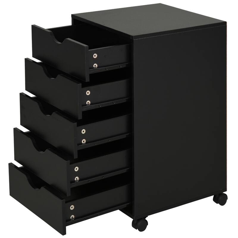 HOMCOM 5 Drawer Storage Organizer with Nordic Minimalist Modern Style & Wheels - 15.75*15.75*26.5