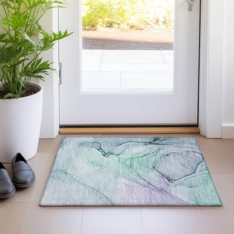 Machine Washable Indoor/ Outdoor Abstract Chantille Rug