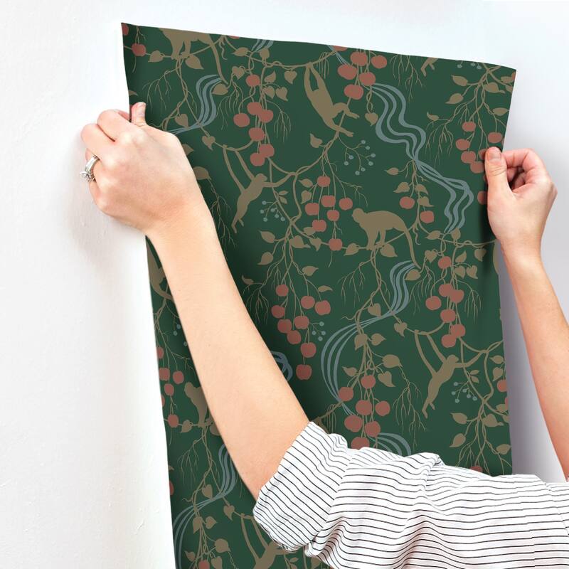 A-Street Prints Linden Dark Green Jungle Canopy Wallpaper