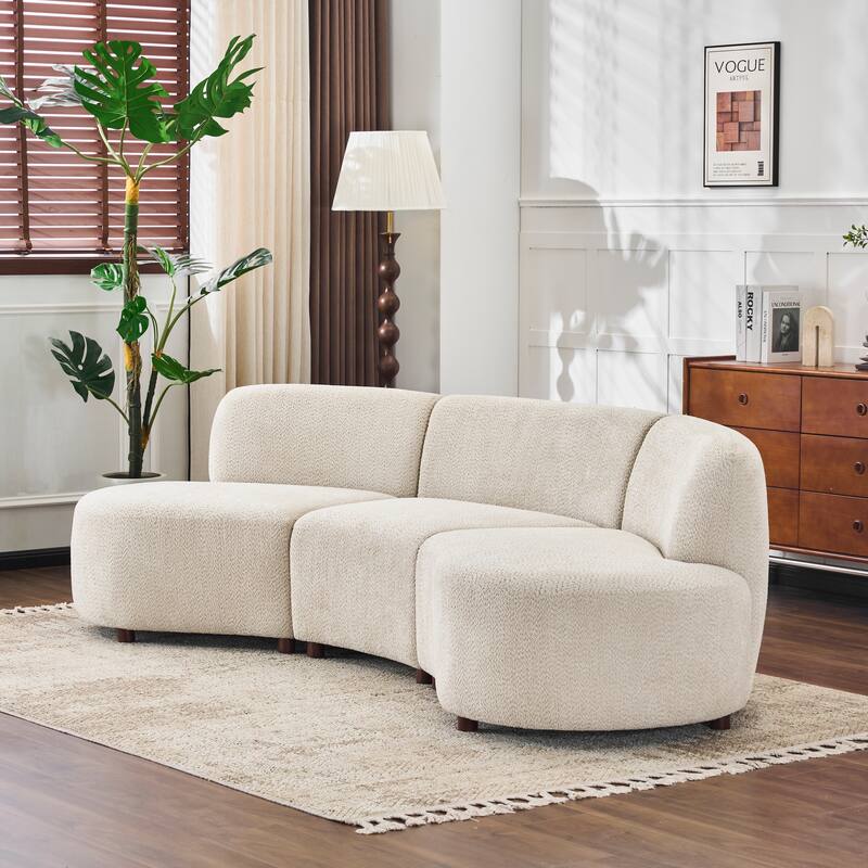 Christopher Knight Home - 110-Inch Cloud Moderne Upholstered Curved Modular Sectional Sofa Boucle Armless