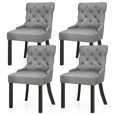 Gymax Upholstered Dining Chairs Set of 4 w/ Rubber Wood Legs Padded