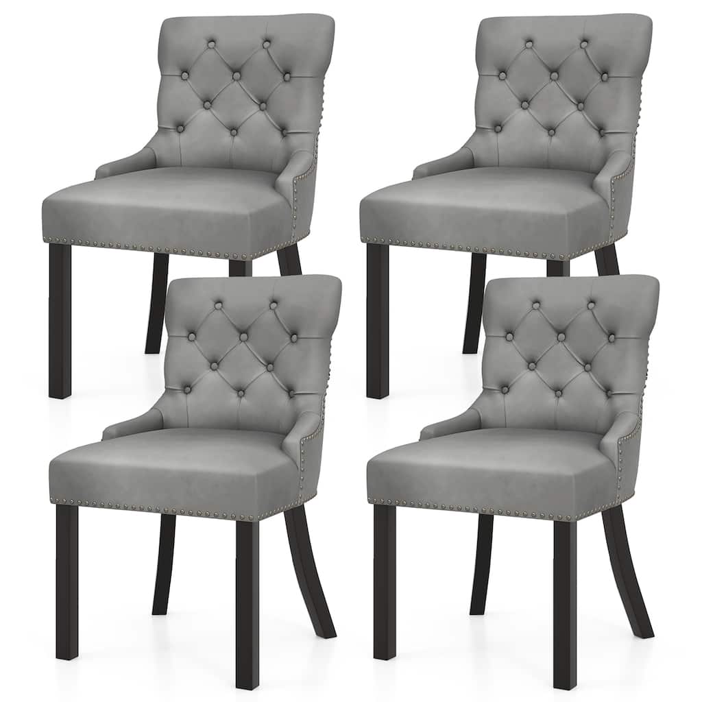 Gymax Upholstered Dining Chairs Set of 4 w/ Rubber Wood Legs Padded